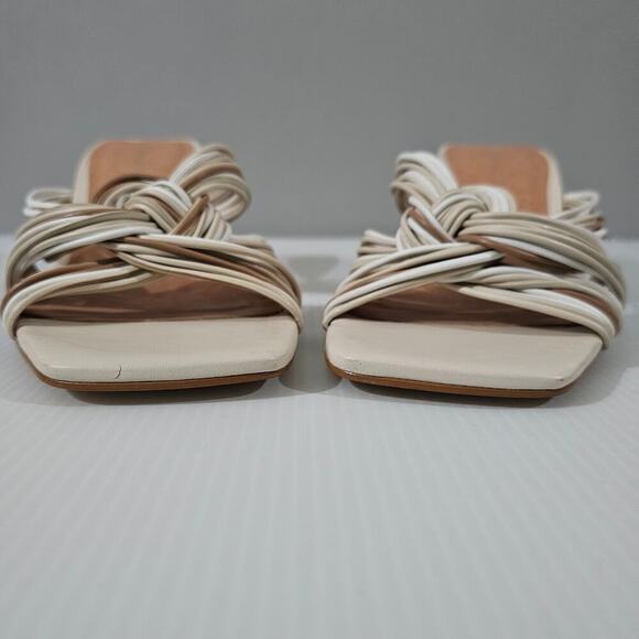 Andre Assous Kelsie Sandal Womens 9 Cream Tan Leather Jute Twist Slide Mule - Picture 8 of 14
